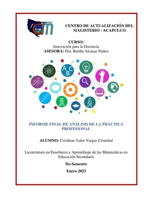 INFORME DE LA PRÁCTICA PROFESIONAL (5to Semestre)