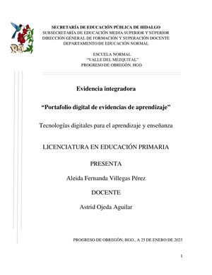 Evidencia Integradora Portafolio Digital De Evidencias De Aprendizaje