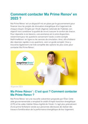 Contacter Ma Prime Renov’ : Guide pour 2023