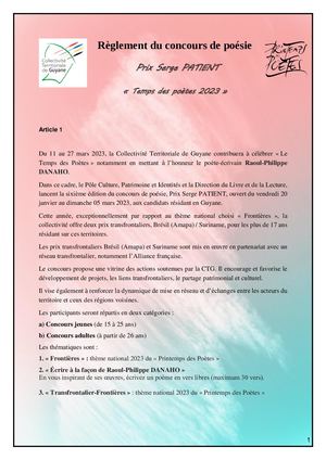 Règlement Du Concours De Poésie 2023