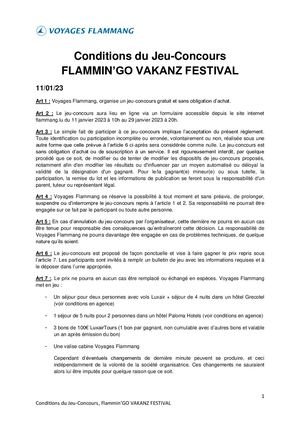 Reglement Concours Flammingo Festival