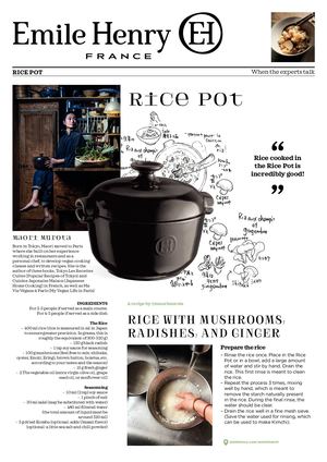 Emile Henry Recipe - Rice with Mushrooms, Radish Ginger