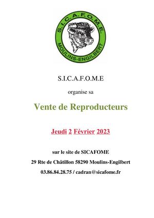 Catalogue Vente Reproducteurs SICAFOME 2023