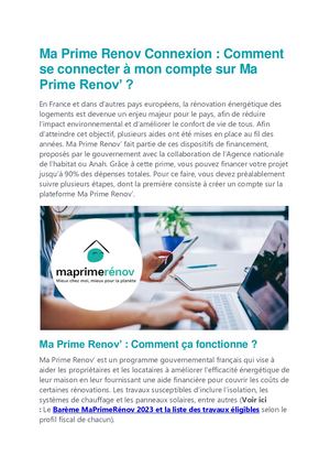 Ma Prime Renov Connexion : Comment se connecter à mon compte ?
