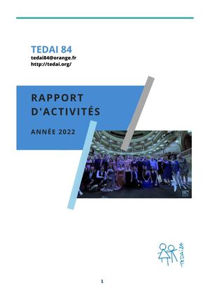Rapport d'activité TEDAI 2022
