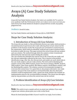 Avaya (A) Case Study Solution Analysis