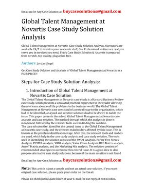 Global Talent Management At Novartis Case Study Solution Analysis