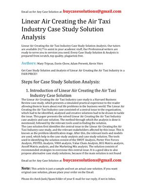Linear Air Creating The Air Taxi Industry Case Study Solution Analysis