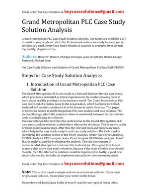 Grand Metropolitan PLC Case Study Solution Analysis
