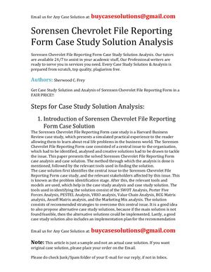 Sorensen Chevrolet File Reporting Form Case Study Solution Analysis