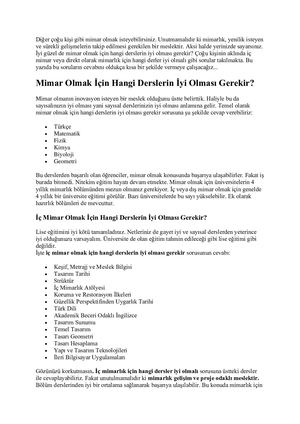 İç Mimar Olmak İçin Hangi Derslerin İyi Olması Gerekir Docx
