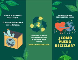 Folleto Tríptico De Cuidado Ambiental Y Reciclaje Moderno Ilustrado