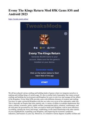 Evony The Kings Return Mod 85k Gems I Os And Android 2023