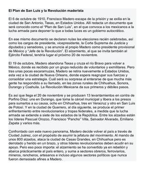 El Plan De San Luis Y La Revolución Maderista