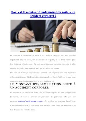 Montant d’indemnisation suite à un accident corporel : Barème et calcul