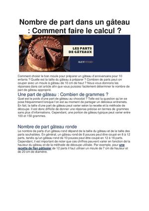 Nombre de part dans un gâteau : Comment découper ?