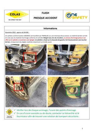 One Safety Flash Presque Accident Chute Cylindre Lors De Transfert