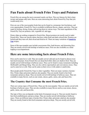 10 Fun Facts About French Fry Trays And Potatoes
