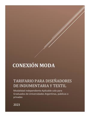 Tarifario Para Diseñadores De Indumentaria Y Textil 2023 A Junio