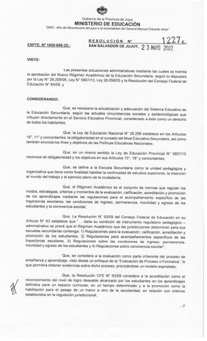 1227 1050 656 22 Apruebase El Regimen Academico De La Educacion Secundaria