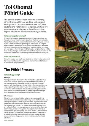 Toi Ohomai Pohiri Guide