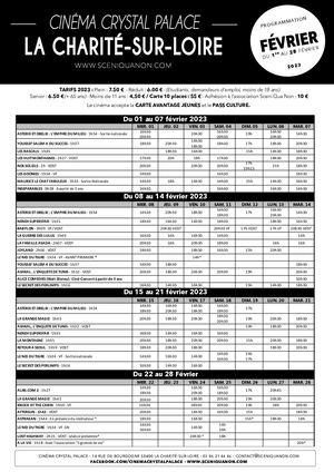 Programme cinéma février - La Charité sur Loire