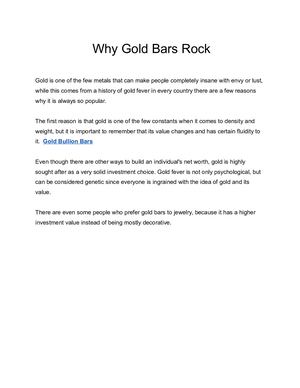 Why Gold Bars Rock