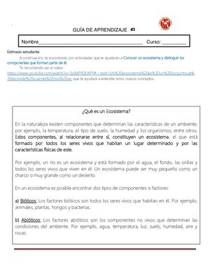 Guia # 3 Los Ecosistemas (Factores Bioticos, Abioticos)
