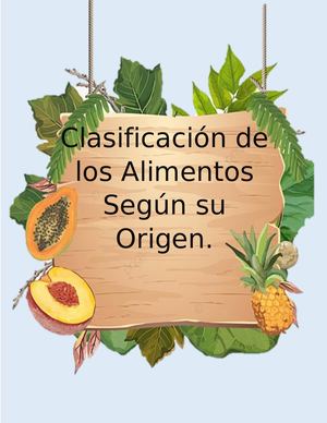 Clasificación de los alimentos según su origen