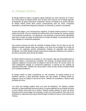 El Trabajo Infantil