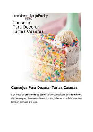Juan Vicente Araujo Bradley Consejos Para Decorar Tartas Caseras