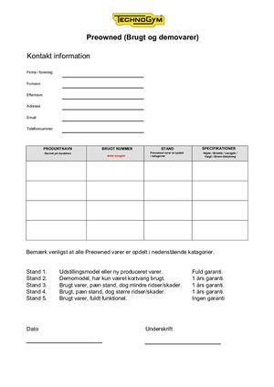 Formular -  Køb Af Brugt Technogym