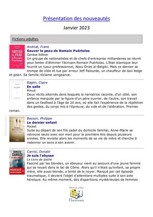 Nouveautés Janvier 2023