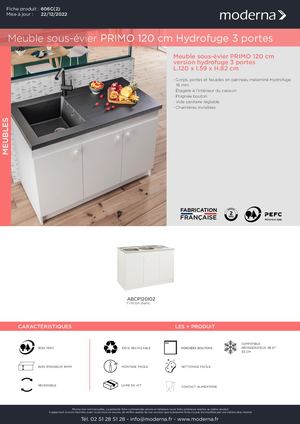 606C(2)_PRIMO MEUBLE SOUS EVIER 120 3p HYDROFUGE