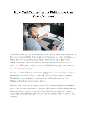 How Call Centers In The Philippines Can Your Company