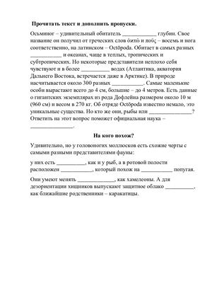 Работ с текстом и тестами Осьминог. Проверка.