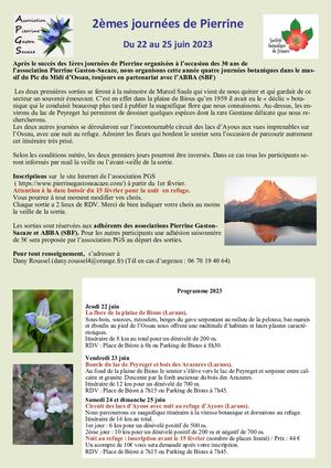 Programme des journées de Pierrine 2023