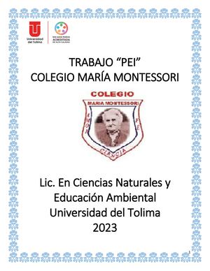 REVISTA "TRABAJO "PEI" COL. MARÍA MONTESSORI"