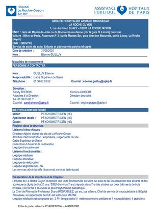 Fiche De Poste Psychomotricienne Lrg 06022023