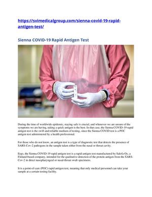 Sienna Covid 19 Rapid Antigen Test