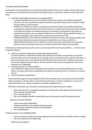 La Tabla Periodica Moderna