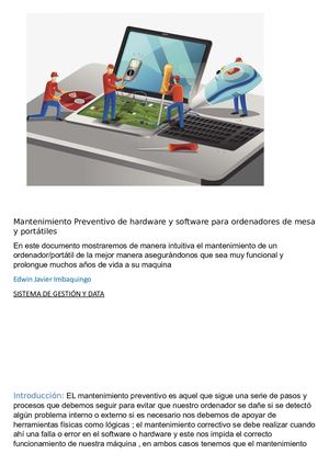 Mantenimiento Preventivo De Hardware Y Software Para Ordenadores De Mesa Y Portátiles