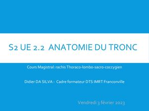S2 Ue 2 2 Anat Rachis Thoraco Lombo Sacro Coccygien Vf