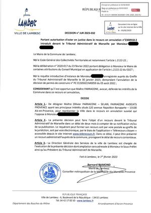 2023-032 - JUR - Décision D'ester En Justice Recours N°2300918 2 Devant Ta De Marseille