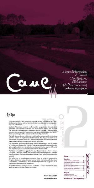 Bulletin n°2 - L'espace est un patrimoine - Juin 2004 - CAUE 44