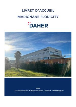 Livret D'accueil DAHER Marignane FLORICITY