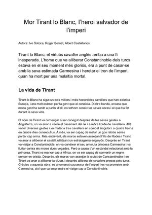 Mor Tirant lo Blanc, l’heroi salvador de l’imperi