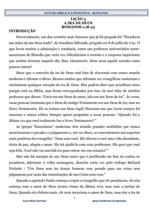 Lição 3 Romanos 1 18 25
