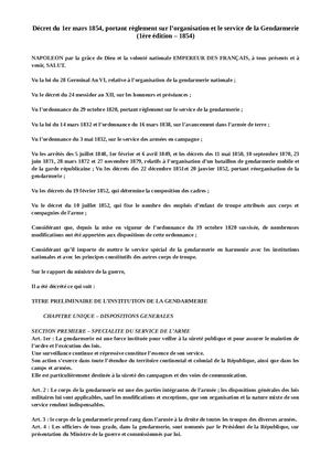 Décret Du 1er Mars 1854 Édition 1 1854