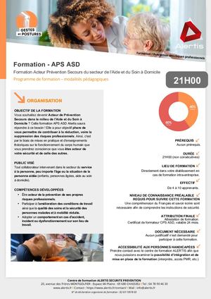 Fiche Programme Formation Aps Asd Centre De Formation Alertis